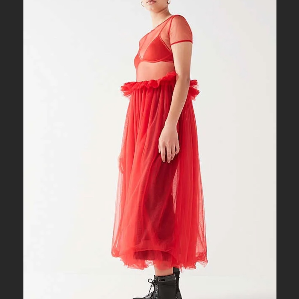 Nicopanda Red Mesh Party Dress - Small